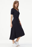 Agda Front Wrap Opening Long Dress